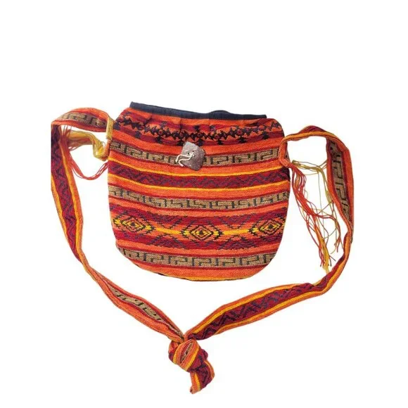 Rukuray Hippie Hobo Bag Boho Crossbody Woven Festival Art To Wear Tribal Y2K - Picture 10 of 14